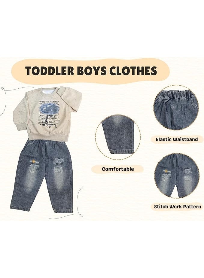 MINIIMODZ Minii Modz Denim Pant & Full Sleeve Shirt Top Set for Boys | Ethnic Inspired Clothes | Pant Top Set for Boy | Best Gift for Diwali & Festivals - Image 4